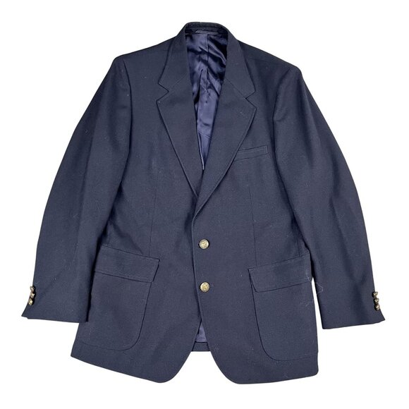 Egon Von Furstenberg 100% Wool Mens Gold Button Navy Blazer Sz 40R (READ) - Picture 1 of 5